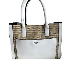 Dune London Straw & Faux Leather Tote Bag